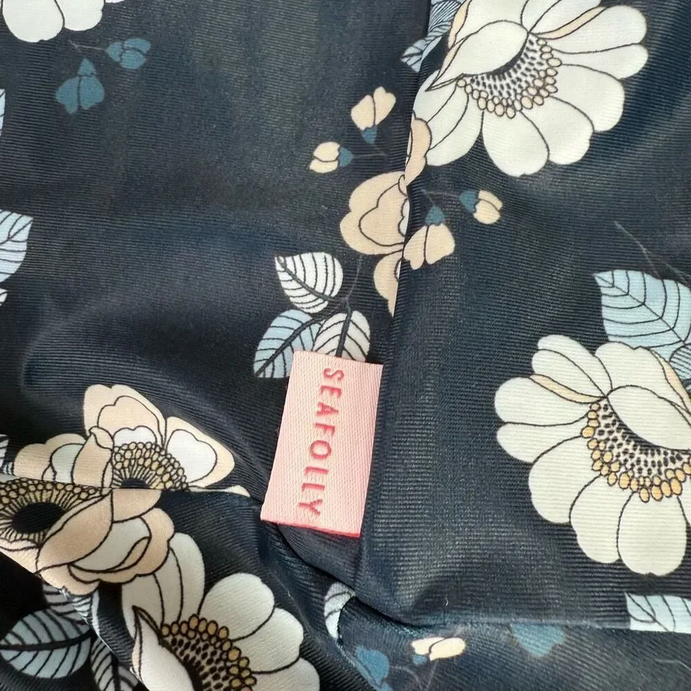 Seafolly girls navy blue floral Rash Guard Size 4 NWOT